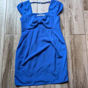 Etam Women’s Blue Bow Front Dress Size 160/80A Small Cap Sleeve Cocktail
